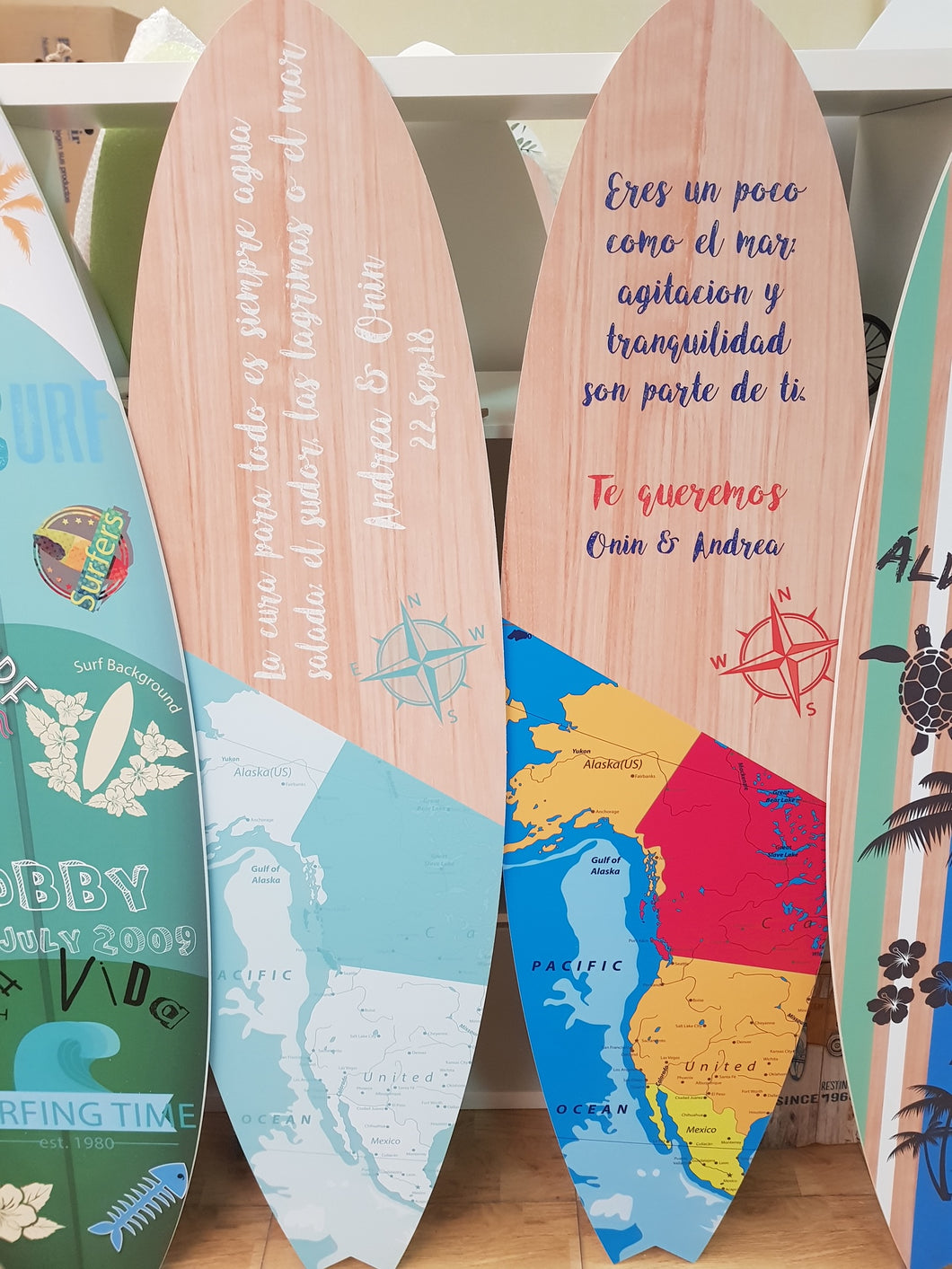 Tabla de Surf madera decoración mapa – Marineando