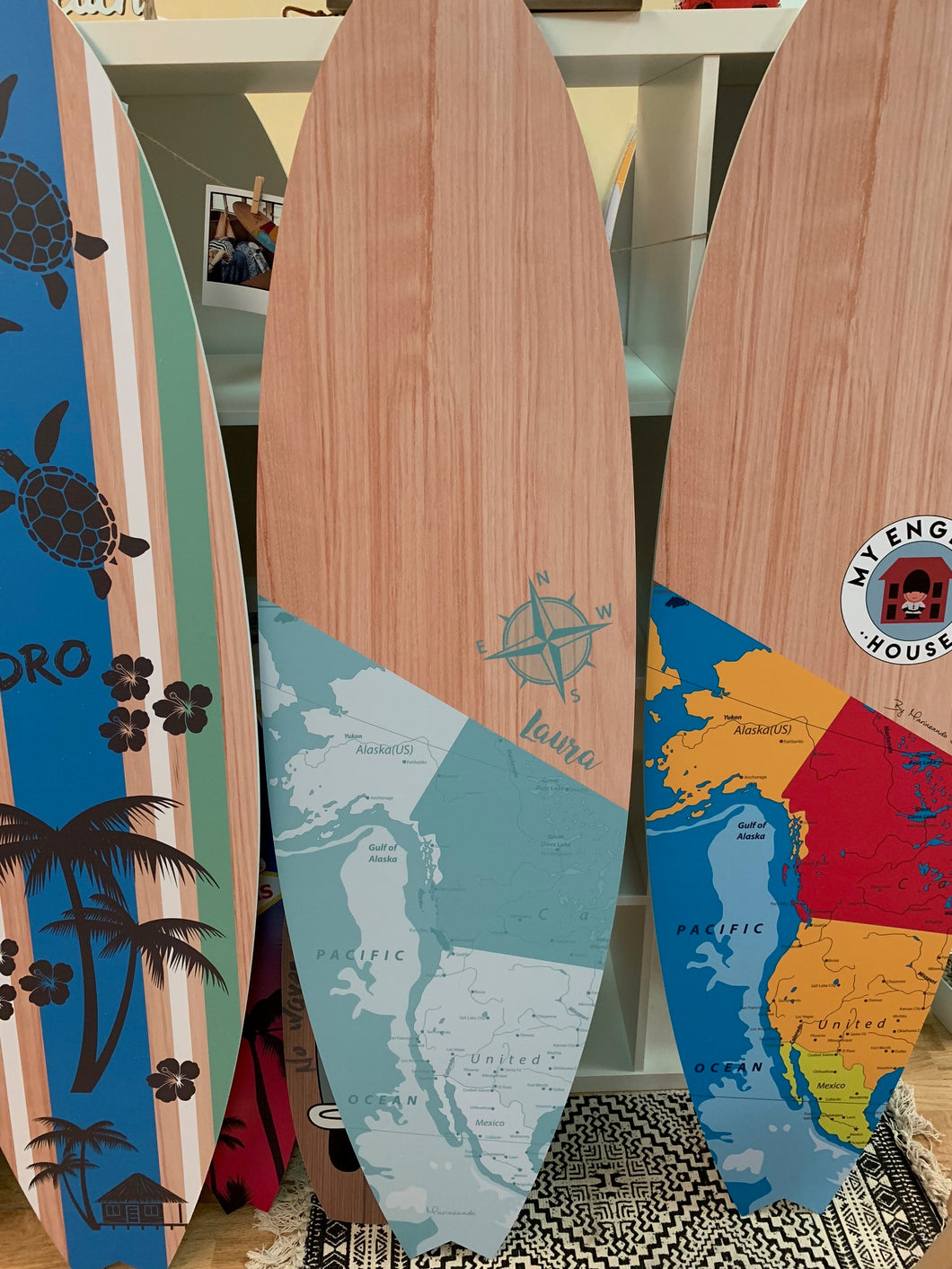 Tabla de Surf madera decoración mapa – Marineando